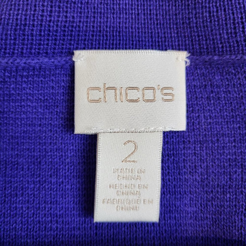 Chico's Royal Purple Open Front Cotton Knit Sweater, Size 2 Medium, EUC - Picture 8 of 11